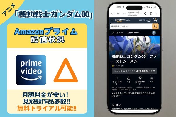 Amazonプライム配信状況画像.　機動戦士ガンダム00